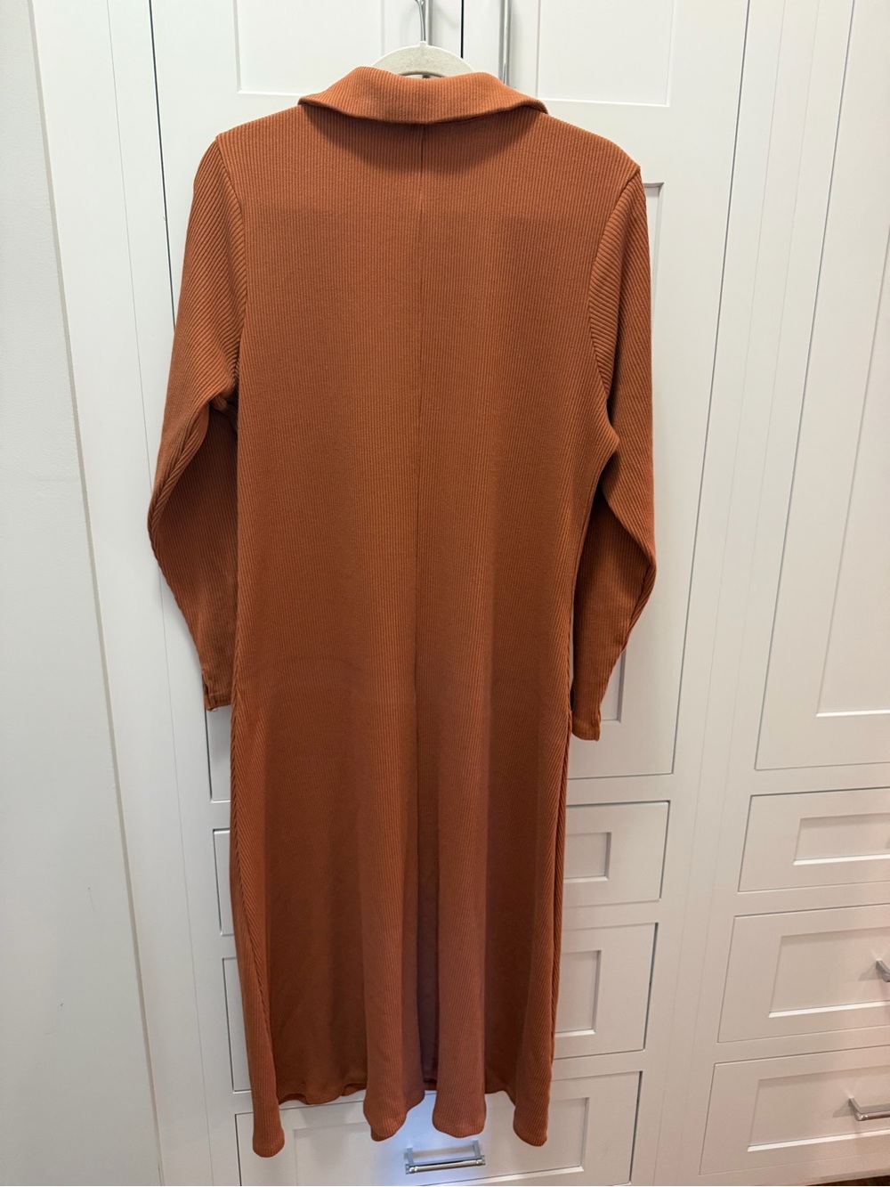 GAP Ribbed Collared Long-Sleeve Dress - Rust Orange - Picture 6 of 7